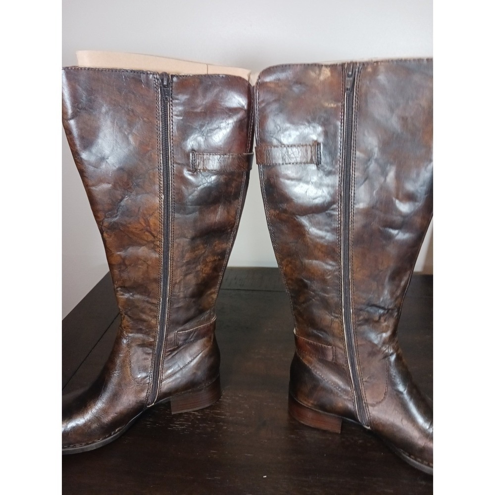 Born Gibb Tall Riding Boots Womens 7.5 Brown Leather Wide Calf Equestrian New - Picture 5 of 9